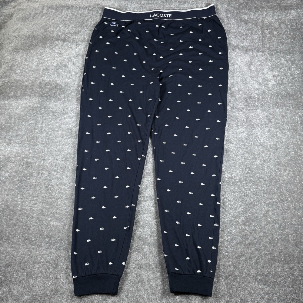 Lacoste Sleepwear Pantsโ Men's Large Navy Blue Crocodile Print Pajamas